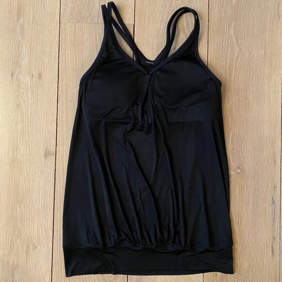 Black Diamond Open Back Black Sports Tank with Built in Bra, Size Small - Picture 1 of 4